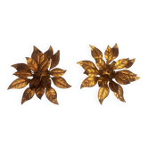 2 gold leaf wall sconces, design by Hans Kogl, Germany, 1960.