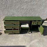 Rattan and green wicker dressing table