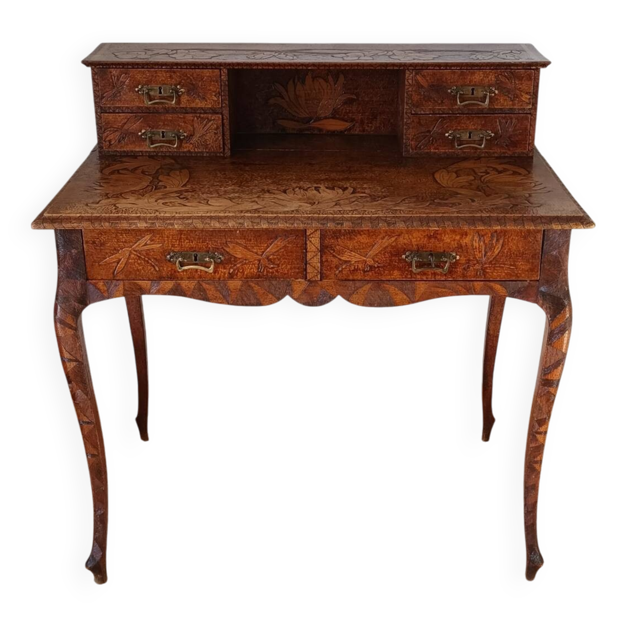 Secretary with carved shelves, early 20th century.