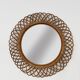 Italian Circle Rattan Bamboo Wall Mirror, 1960s