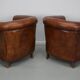 Vintage Dutch cognac coloured leather club chair, set of 2 with footstool