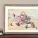 Tableau aquarelle panier de pivoines