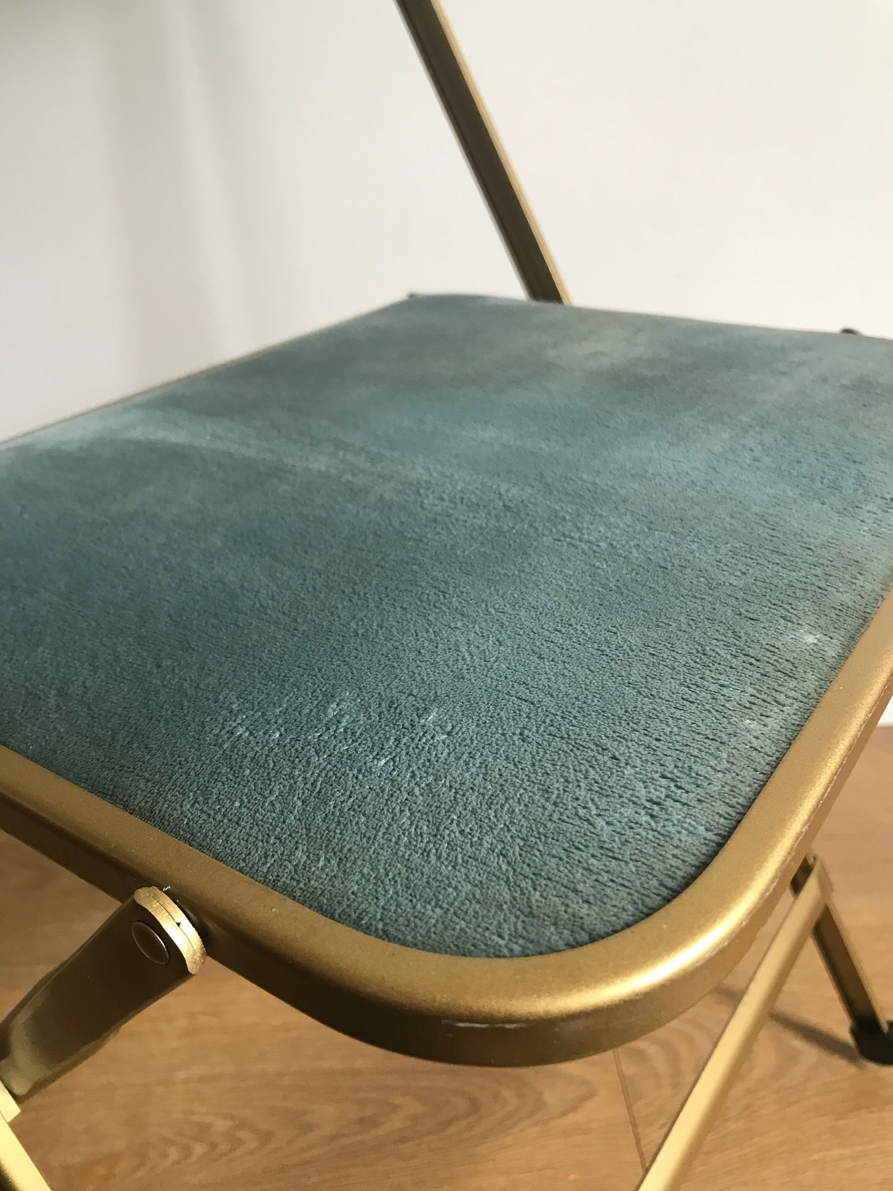 Vintage chaisor folding chair golden frame and blue velvet