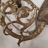 pair of wall lights brass bronze 1900 to 30 pink porcelain 45x28