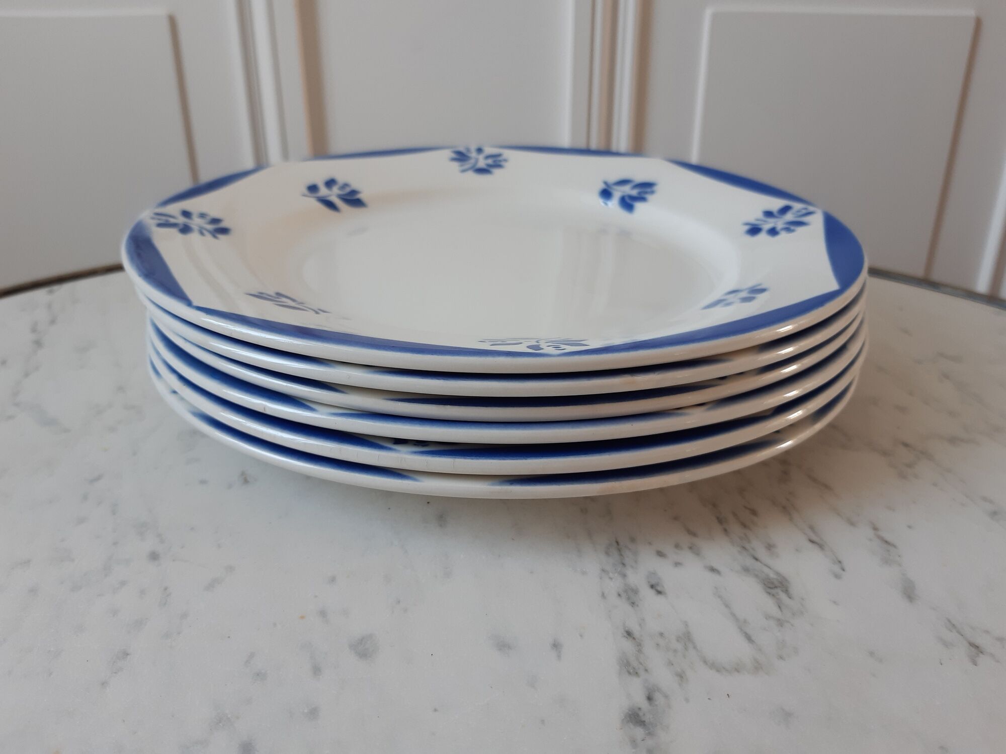 Set of 6 flat plates Digoin Sarreguemines model France