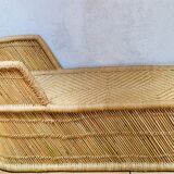 Honeycombed chaise longue bamboo and vintage rattan