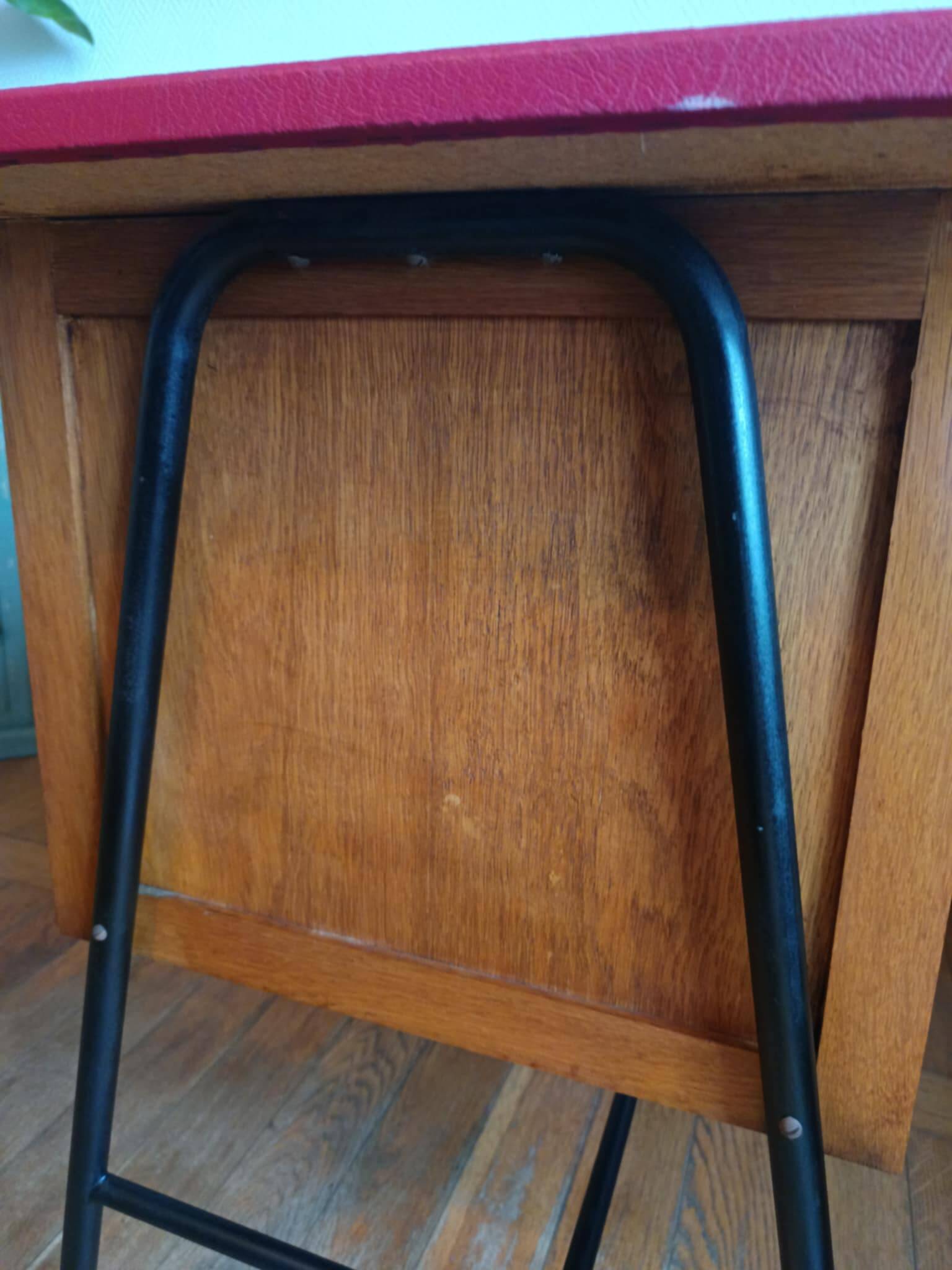 Bureau mid century skaï rouge