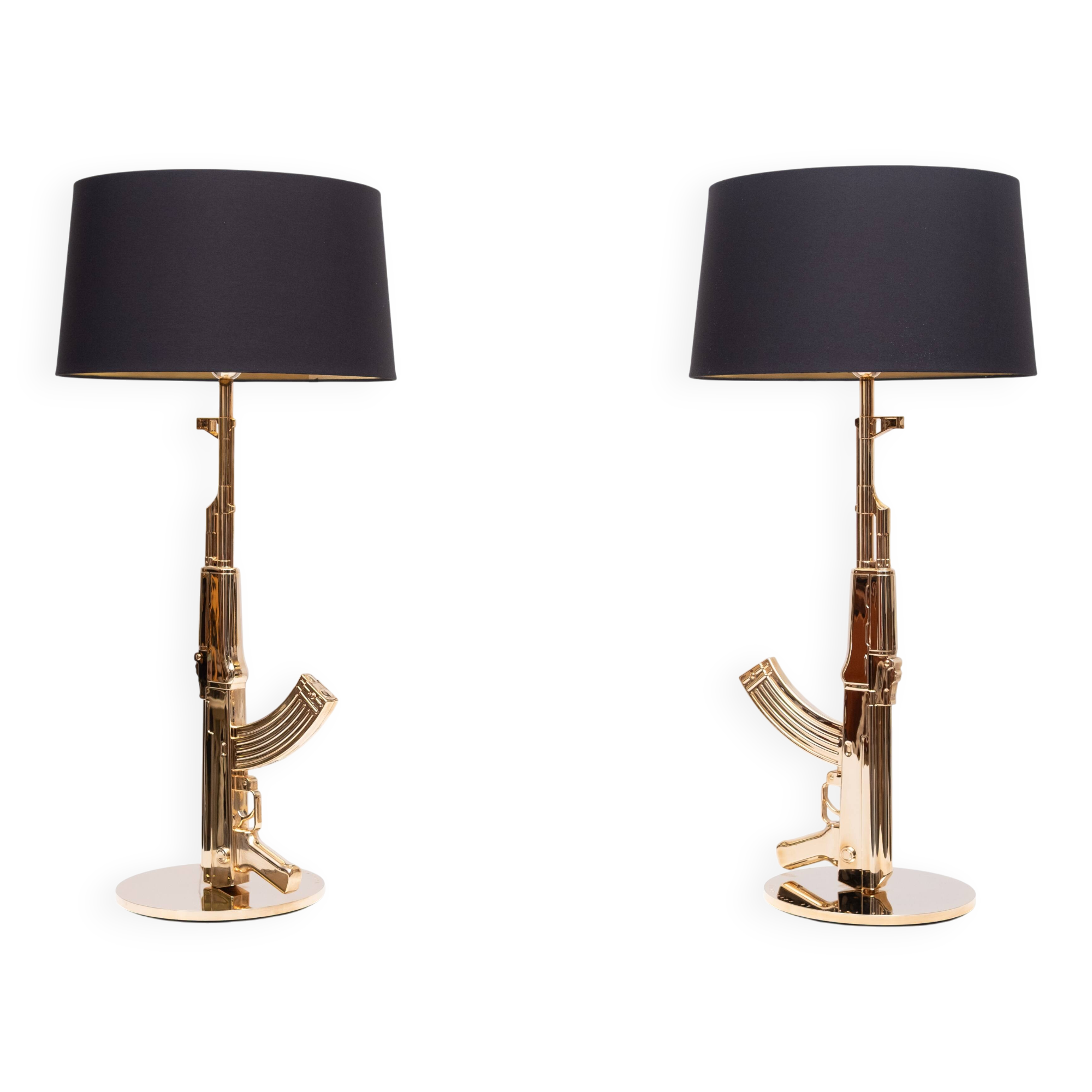 Original set of 2 Flos AK 47 Kalashnikov Table Gun Lamps by Philippe Starck