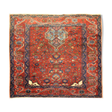 Handwoven rust wool carpet square oriental area rug - 134x136cm