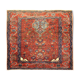 Handwoven rust wool carpet square oriental area rug - 134x136cm
