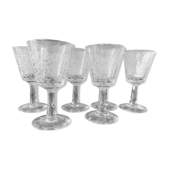 6 verres anciens gravés