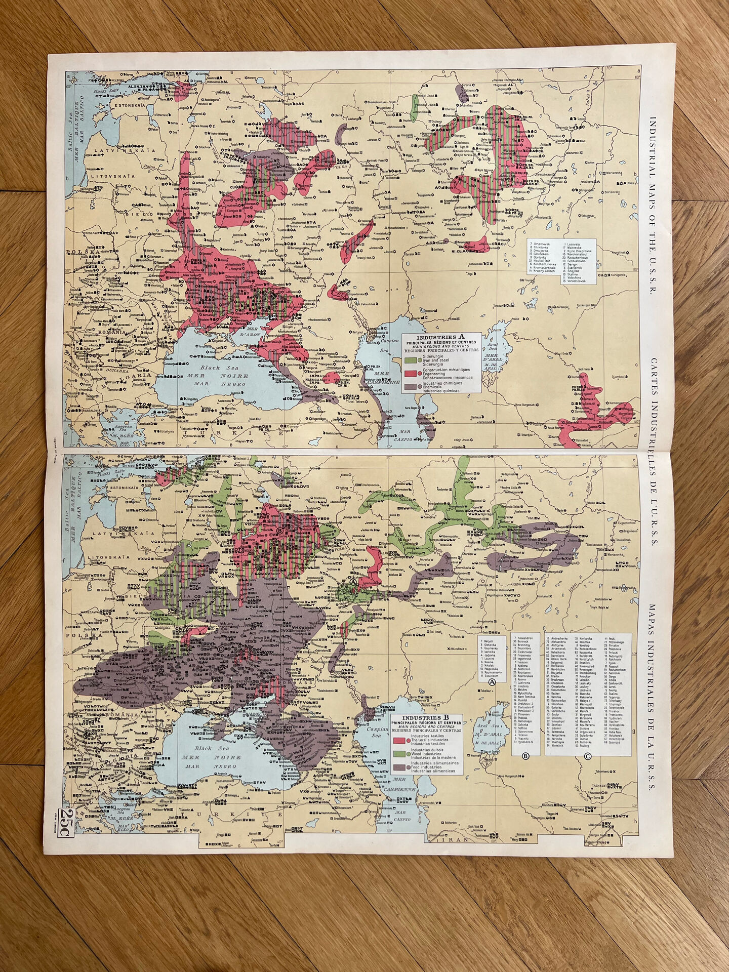 Carte industrielle de l’U.R.S.S. — Double planche originale