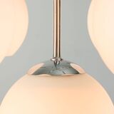 Vintage Italian Chrome and Opaline Chandelier, 1970s