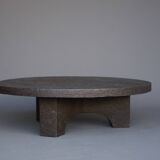 Table basse ronde brutaliste en résine, années 1970