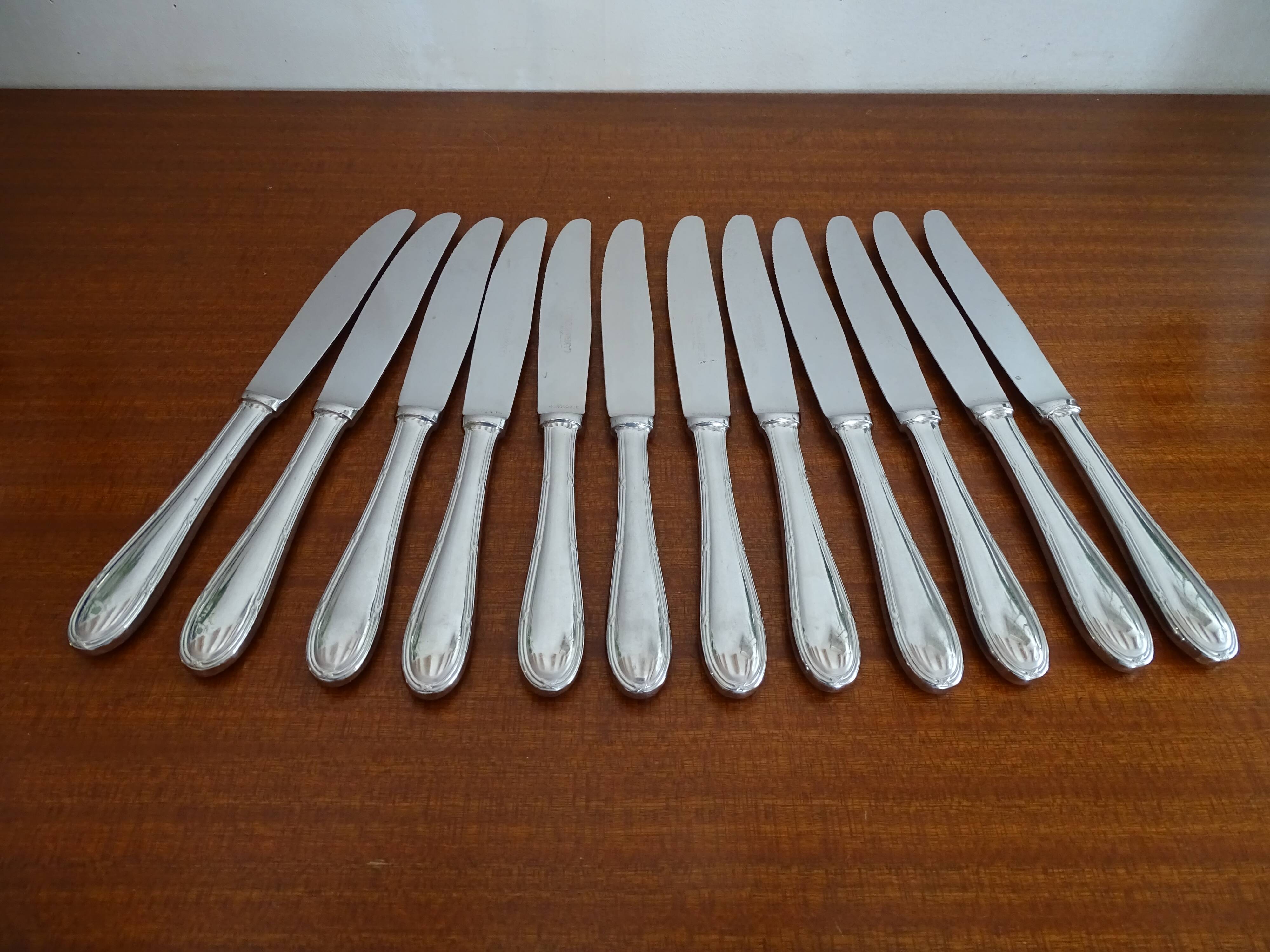 12 couteaux inox comargent monocoque style Louis XV