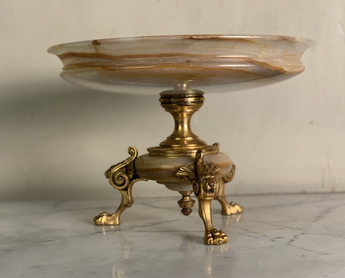 Coupe en onyx et bronze doré fin XIXème siècle