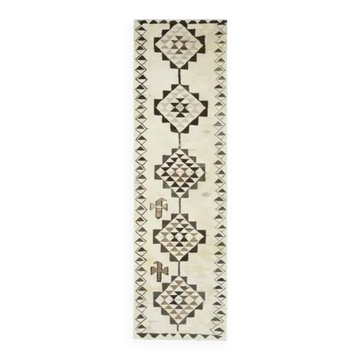 1970s Vintage Turkish Hand-Knotted Wool Cotton Beige Runner Rug 99x335