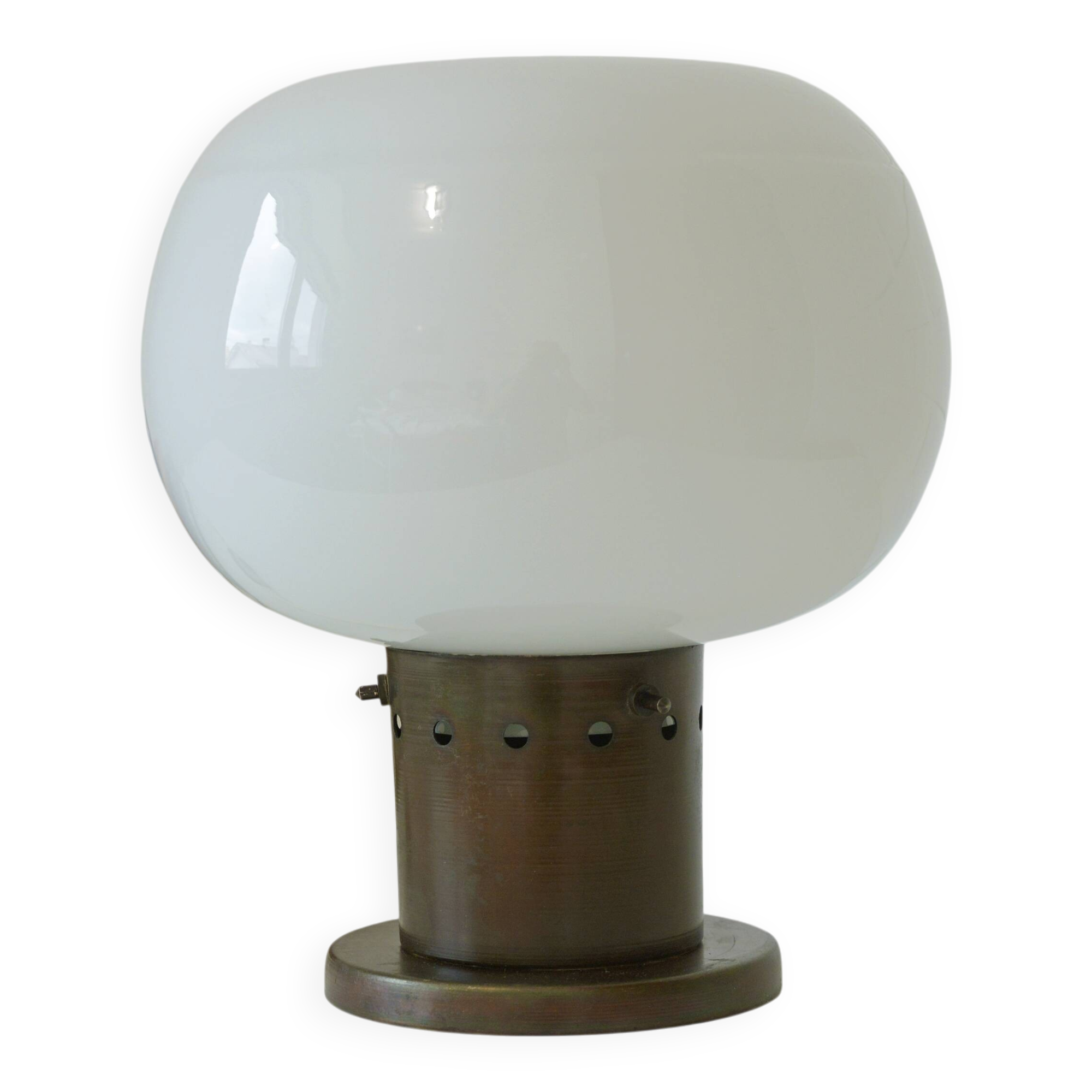 Vintage copper floor lamp brutalist mid century modern mushroom table light