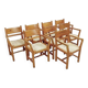 Set of eight pine dining danish chairs with Rope Seat 1980'