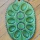 Vintage green relief majolica egg dish - 1960s