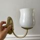Duo of sconces in serrated opaline and golden steel 50s