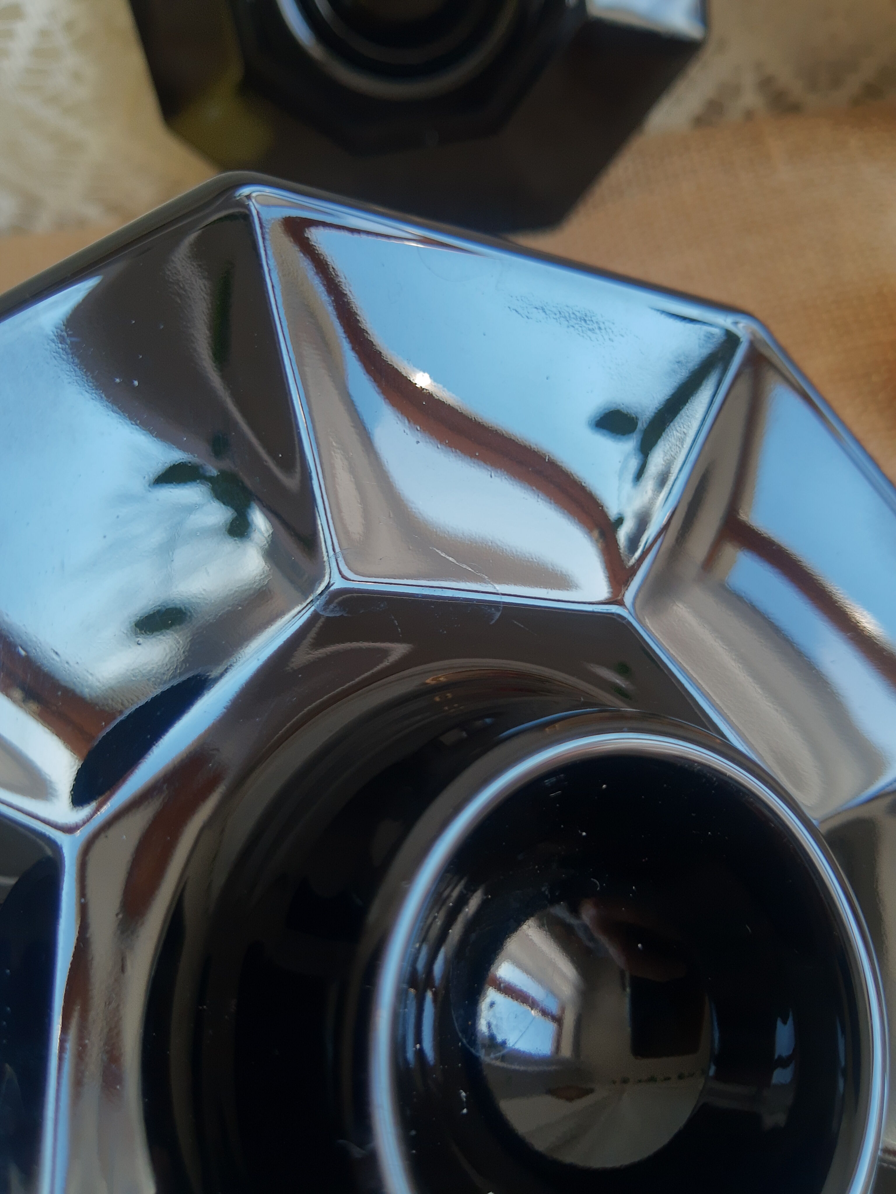 Set of 2 black octagonal egg cups