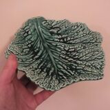 Duo dish dish in Sarreguemines cabbage leaf slip