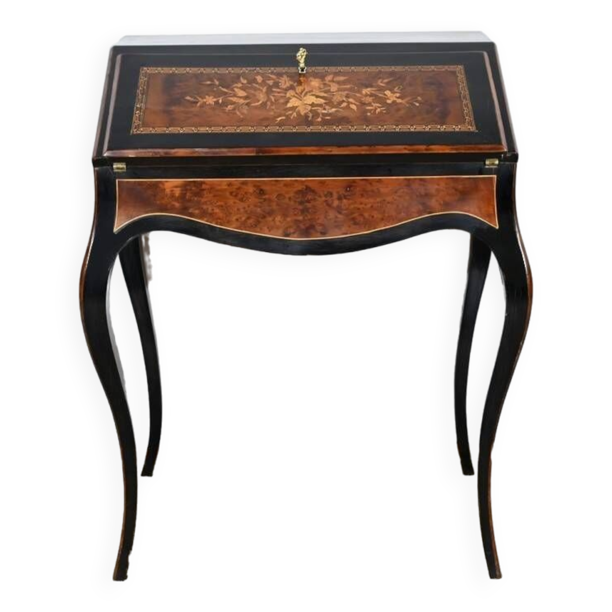 Blackened pearwood and amboyna sloping desk, Napoleon III period, mid-19th century