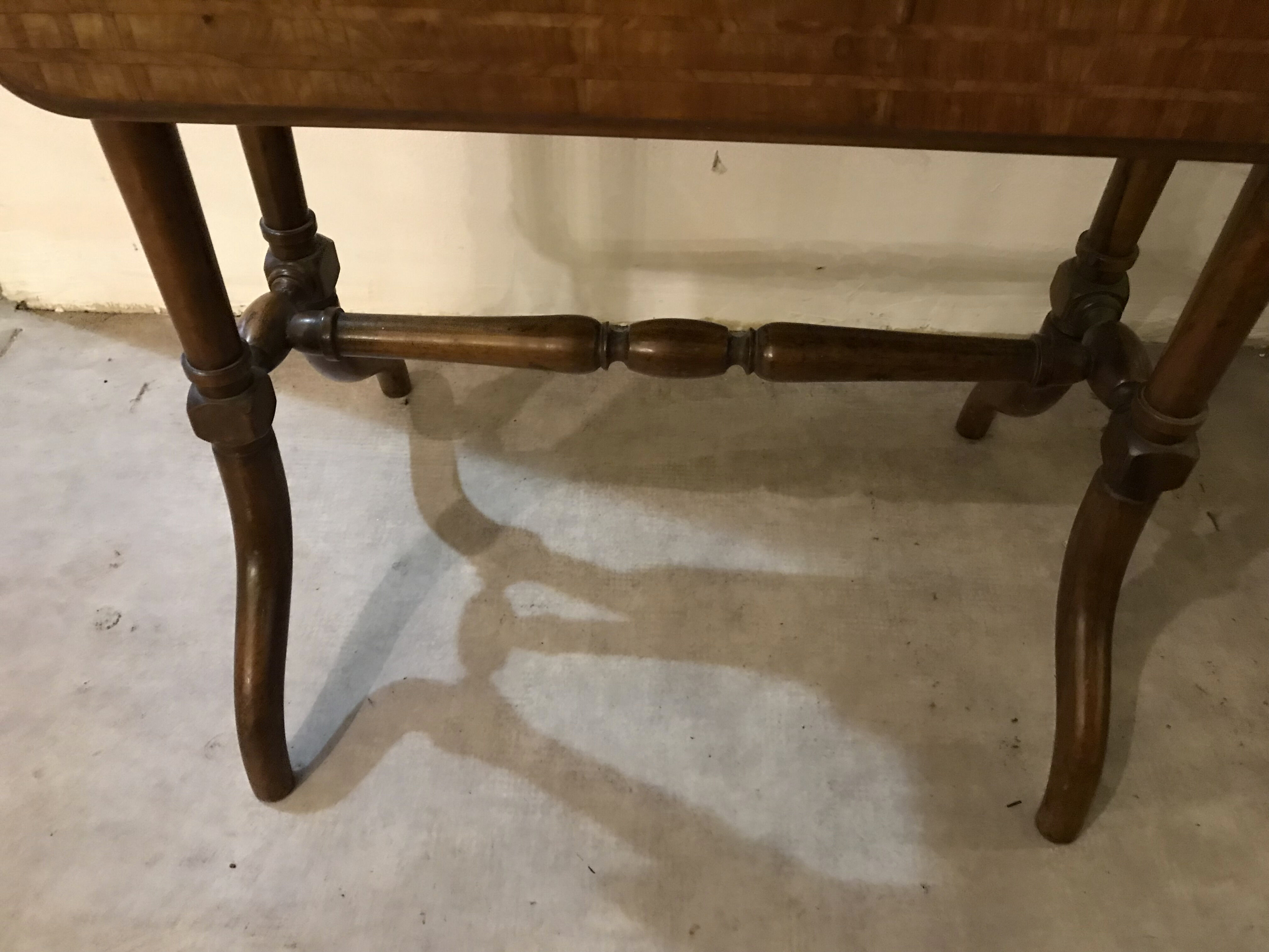 Napoleon iii walnut shutter table with marquetry villa massena nineteenth era