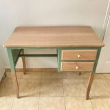 Beech wood desk with 2 drawers, curved legs.