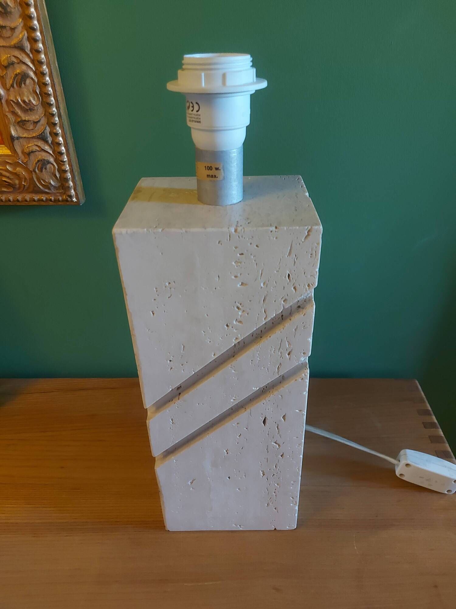 Travertine lamp foot with its original lampshade