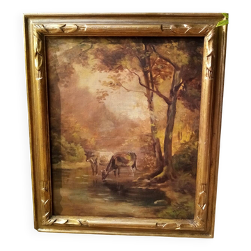Oil on canvas cows