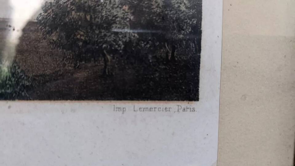 Framed lithograph deroy general view of tours taken from a bird's eye view imp lemer