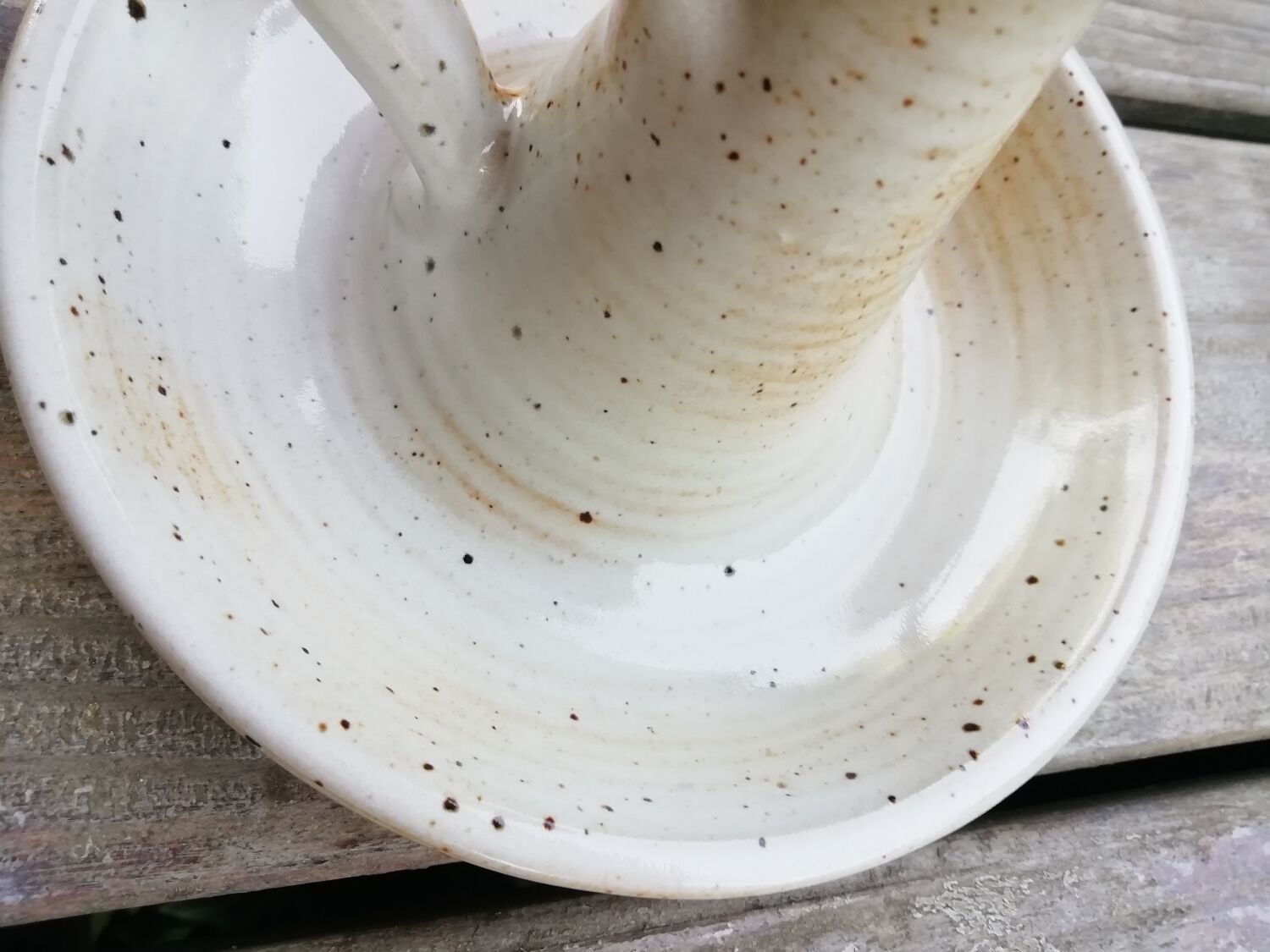 Pair of stoneware candle holders