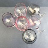 Set of 6 iridescent cognac glasses