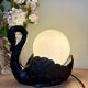 Vintage lamp, black ceramic swan and white opaline globe