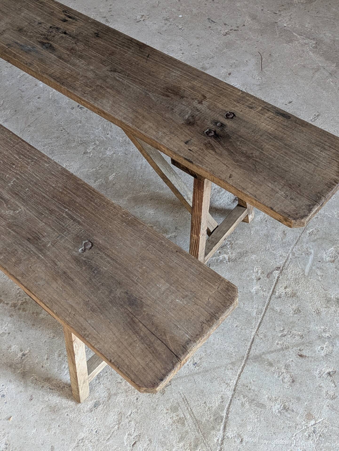 Pair of antique oak benches
