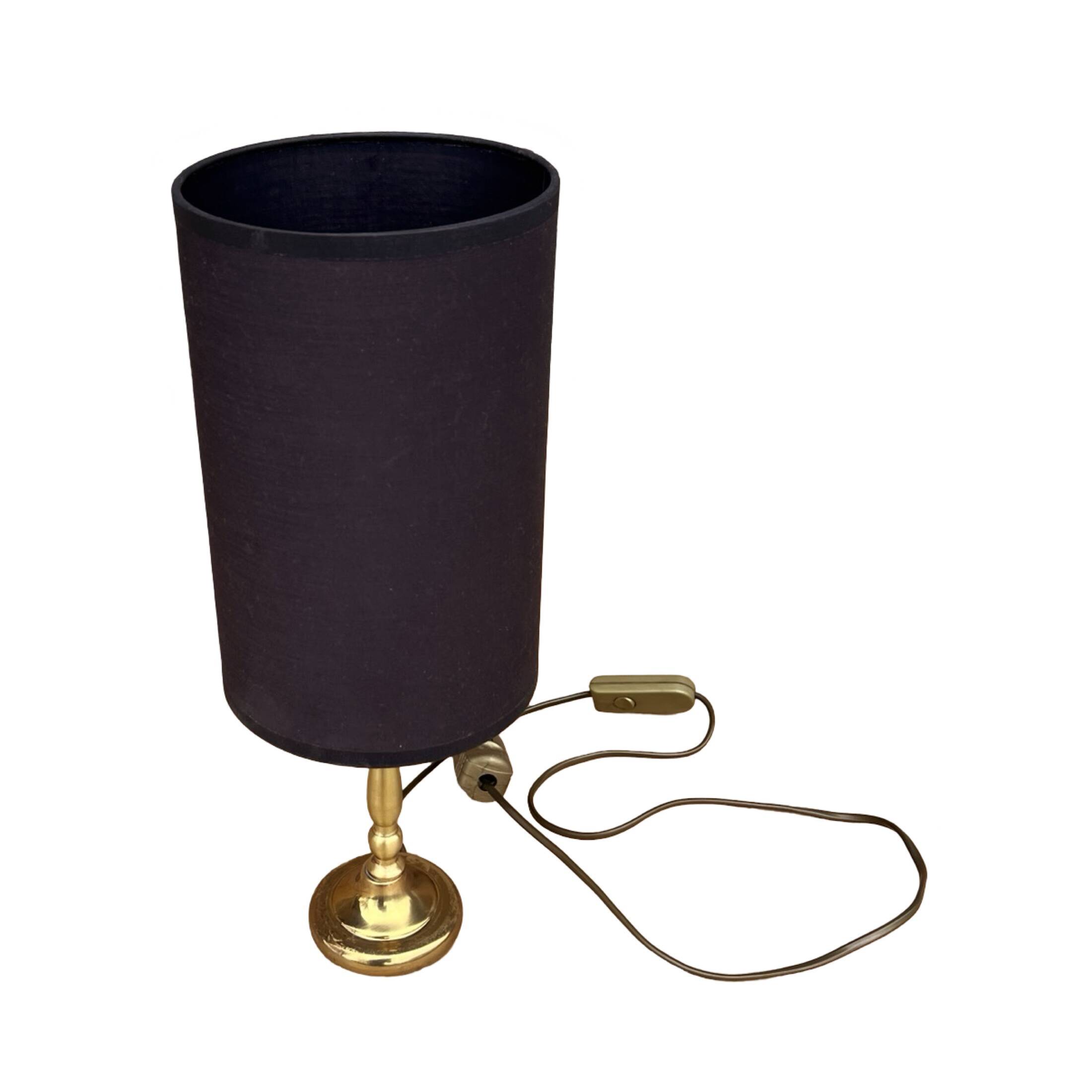 Brass night lamp, table lamp with lampshade, Germany, 1970s.