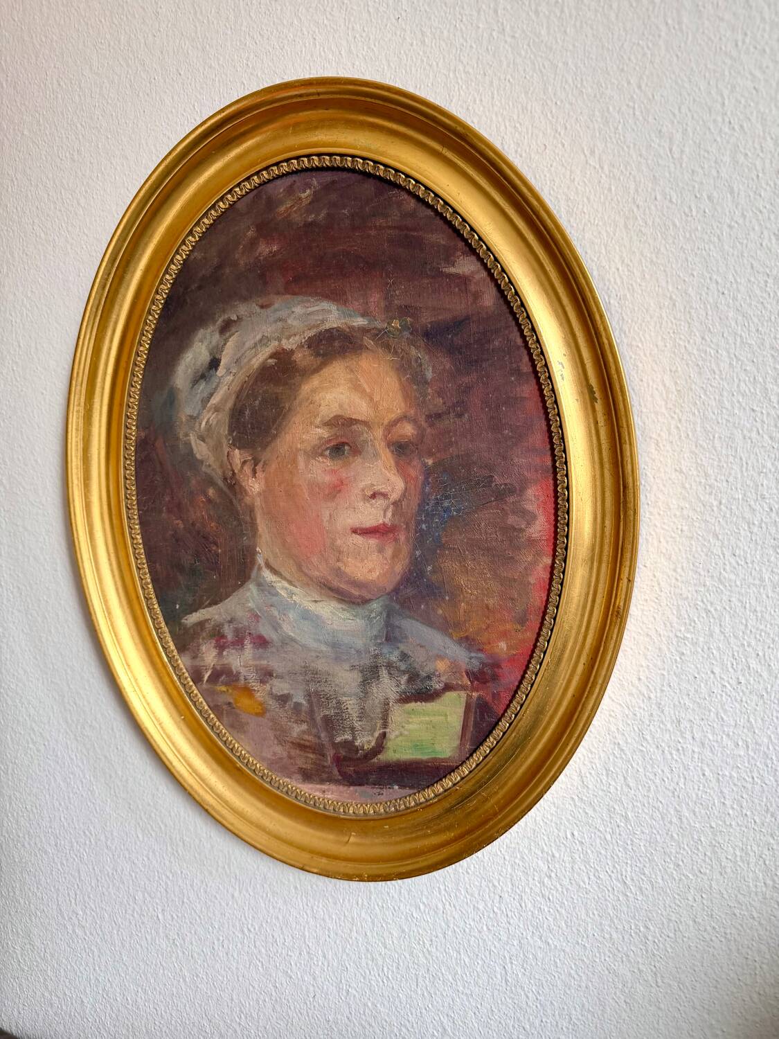 Antique Portrait Oil Painting With Wooden gilded frame 58cm x 45cm