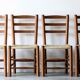 4 vintage brutalist chairs, wood & rope, Sentou / Perriand, 1960