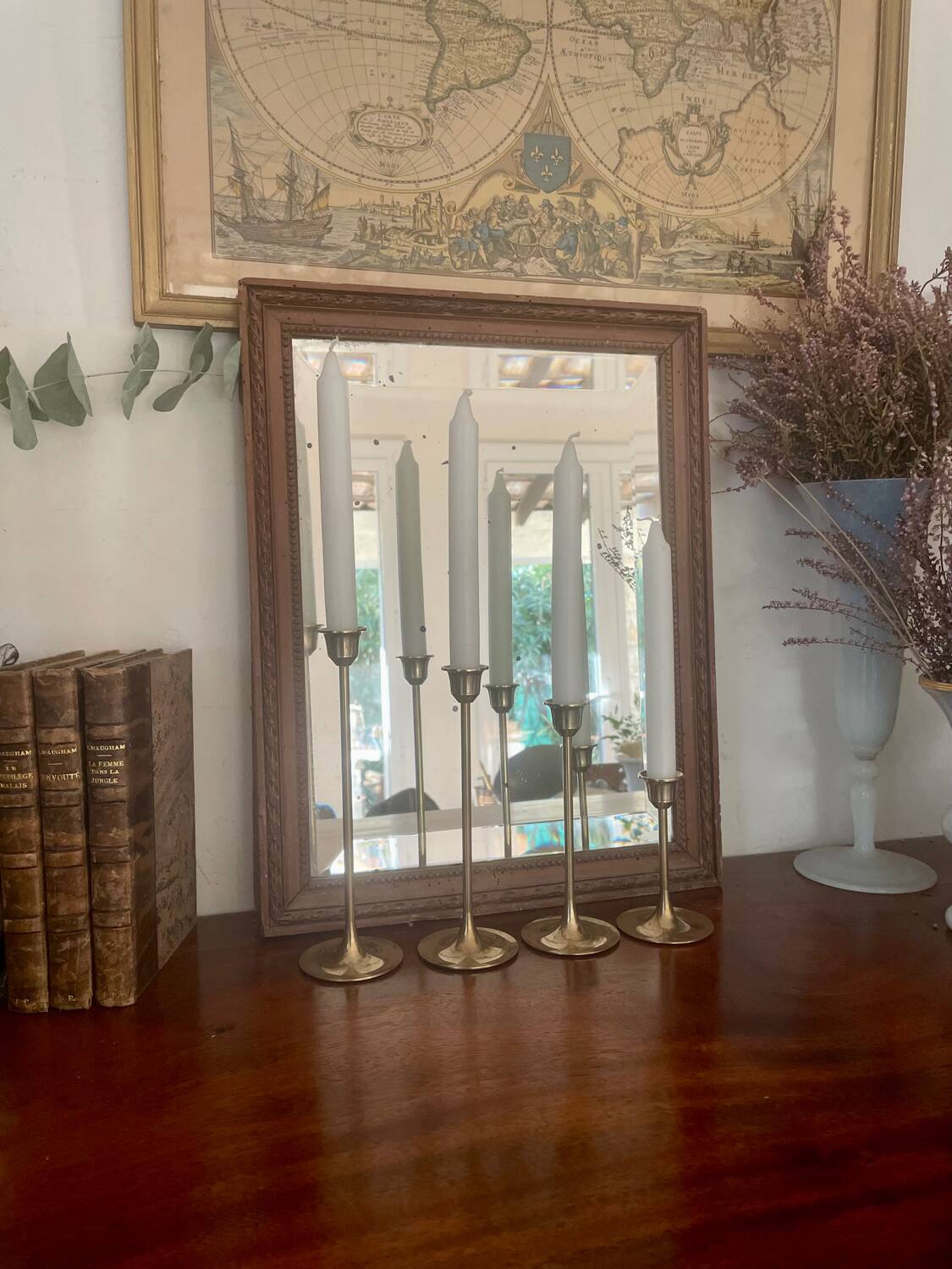 Set of 4 Scandinavian brass candlesticks