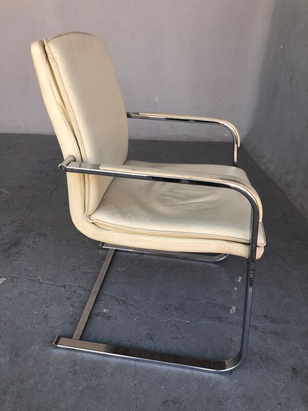 fauteuil bureau En cuir Blanc Marqué Sitag