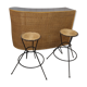 Vintage wicker bar and its two stools