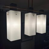 3-light ceiling light, in opaline and brass Maison Arlus 1950