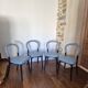 Set of 4 Göteborg chairs by Erik Gunnar Asplund for Cassina, blue leather.