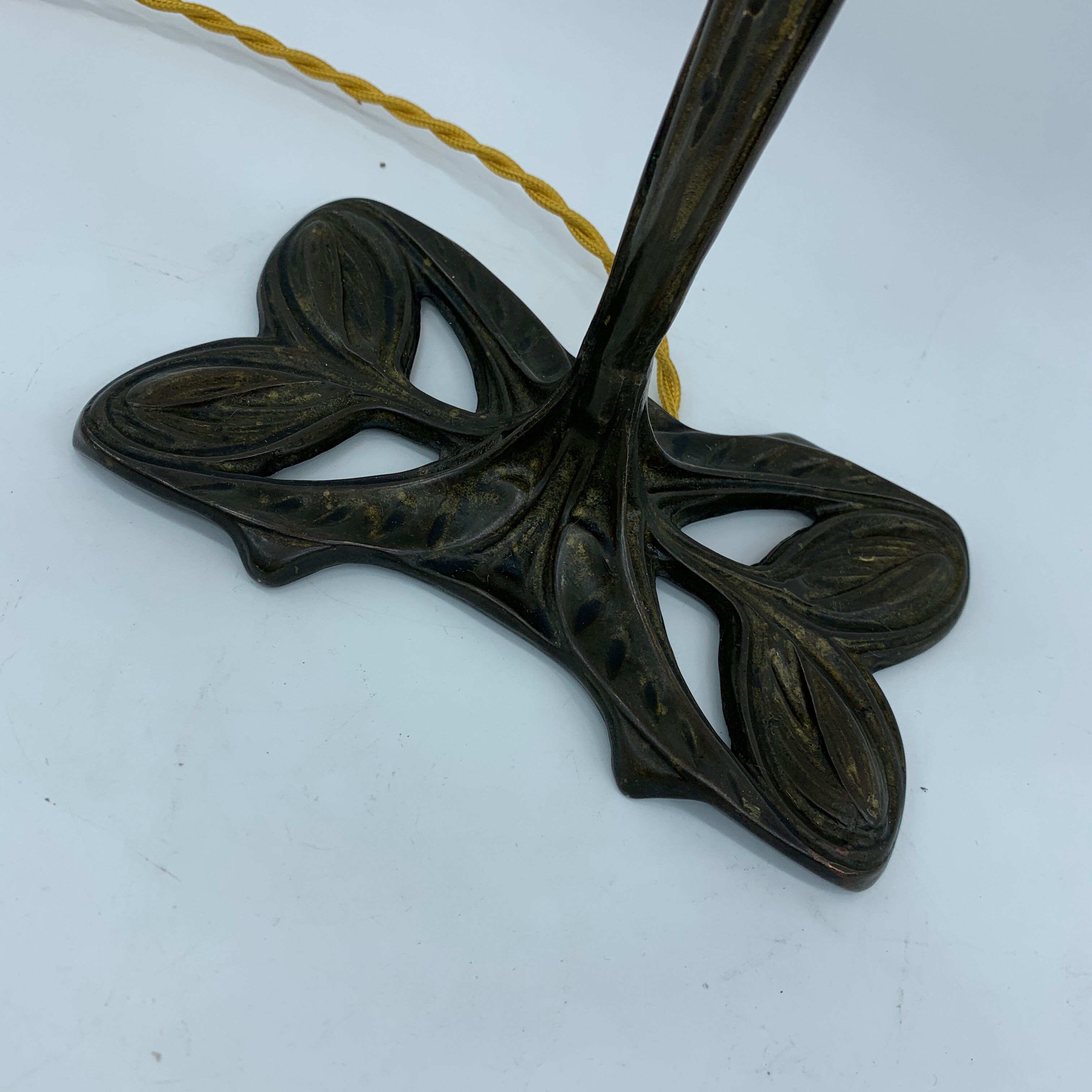 Art Nouveau Bronze style lamp and glass pasta