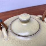 Mid-century ceramic teapot with bamboo handle, 1960s.