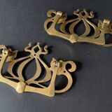 Large Art Nouveau gate handles in gilded brass/Arabesque handles