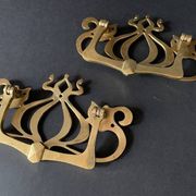 Large Art Nouveau gate handles in gilded brass/Arabesque handles