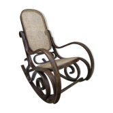 Rocking chair en bois courbé années 60 assise vintage